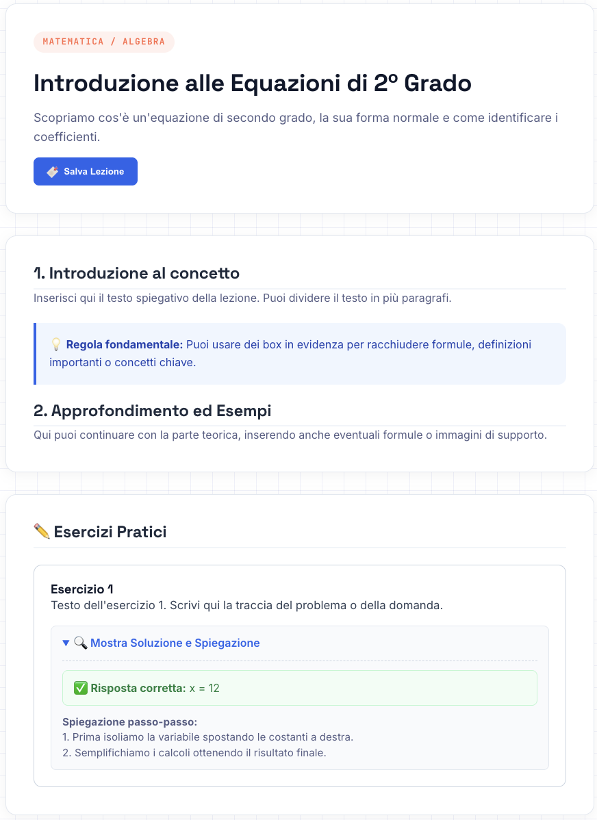 Esempio di pagina di studio su NEXUS didattica